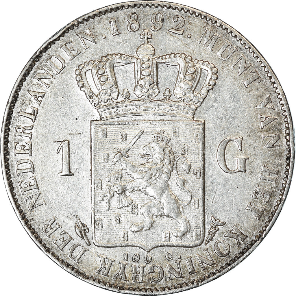 Monnaie, Pays-Bas, Wilhelmina I, Gulden, 1892, TTB+, Argent, KM:117