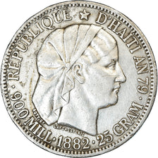 Moneda, Haití, Gourde, 1882, MBC+, Plata, KM:46