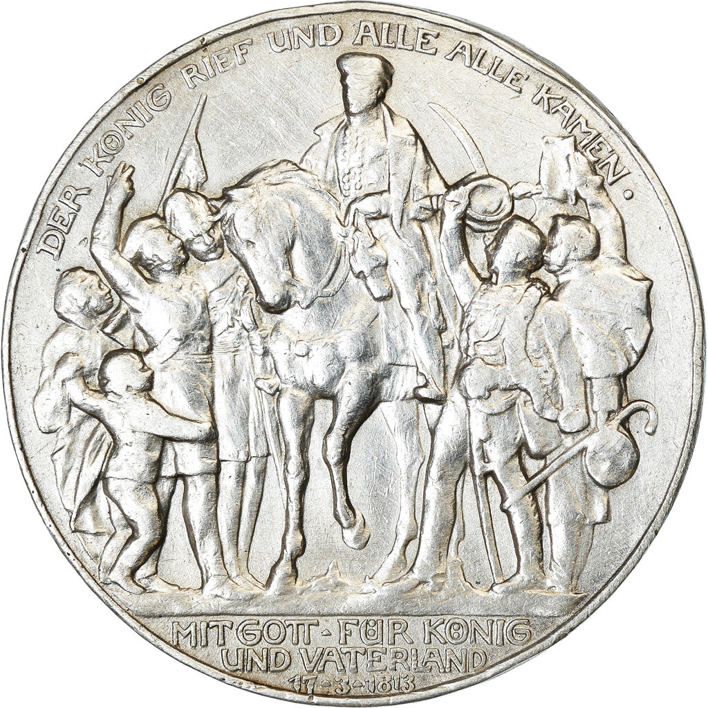 Coin, German States, PRUSSIA, Wilhelm II, 3 Mark, 1913, Berlin, VF(20-25)