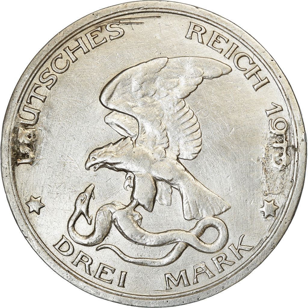 Coin, German States, PRUSSIA, Wilhelm II, 3 Mark, 1913, Berlin, VF(20-25)