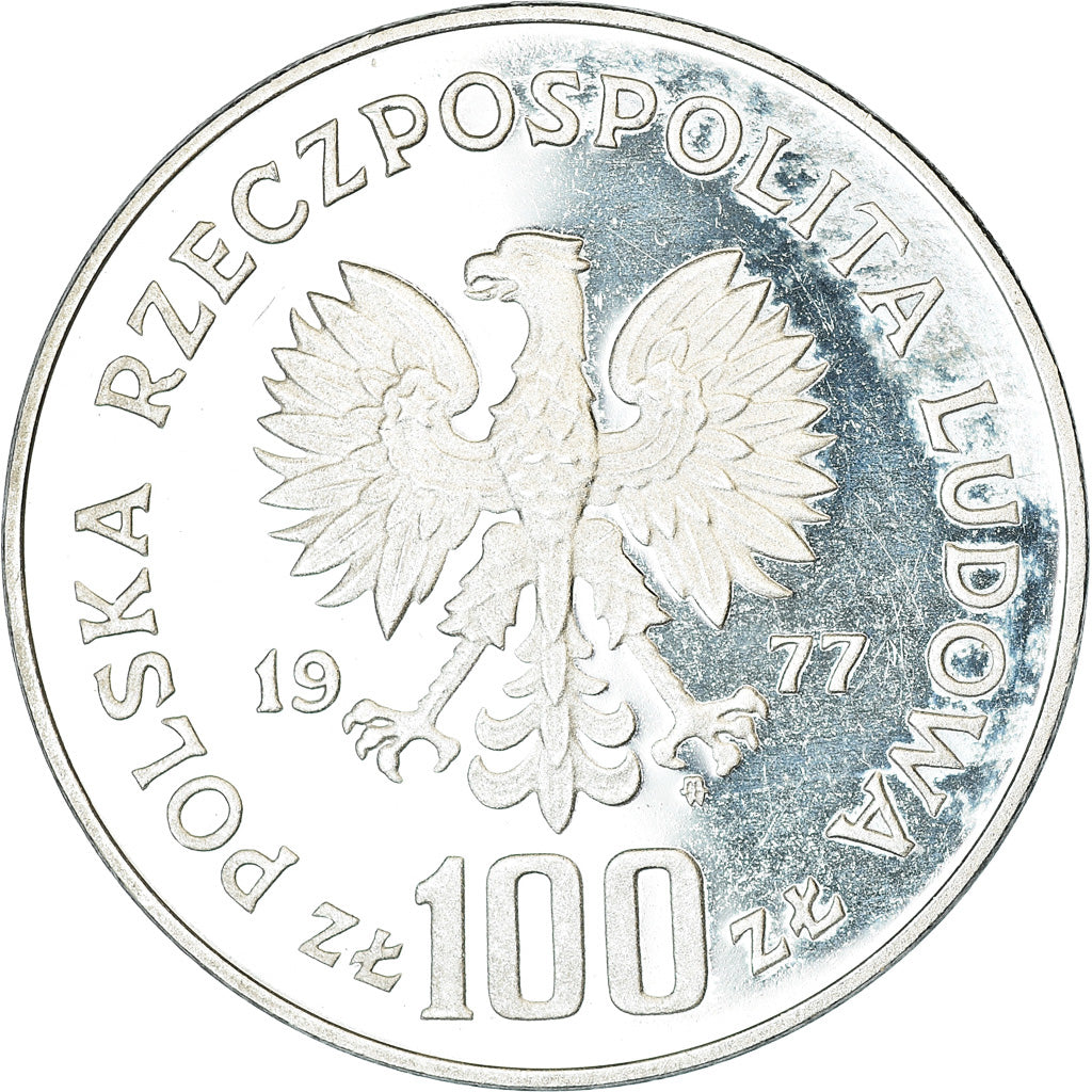 Coin, Poland, 100 Zlotych, 1977, Warsaw, Proof, MS(65-70), Silver, KM:87
