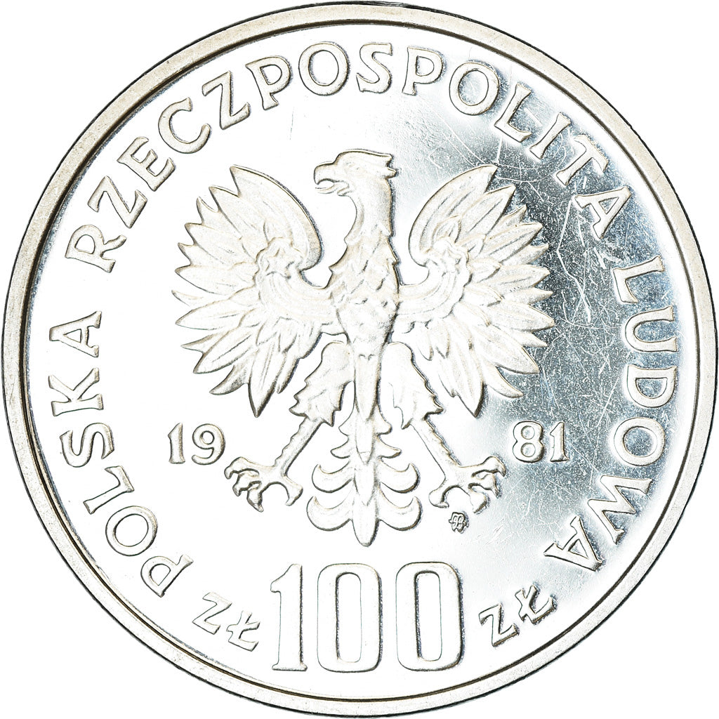 Coin, Poland, 100 Zlotych, 1981, Warsaw, Proof, MS(65-70), Silver, KM:123