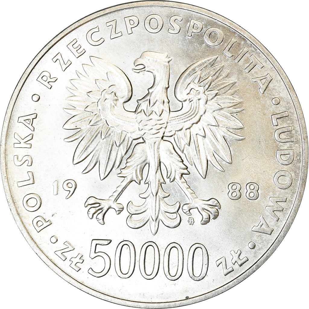 Monnaie, Pologne, 50000 Zlotych, 1988, Warsaw, SPL+, Argent, KM:180