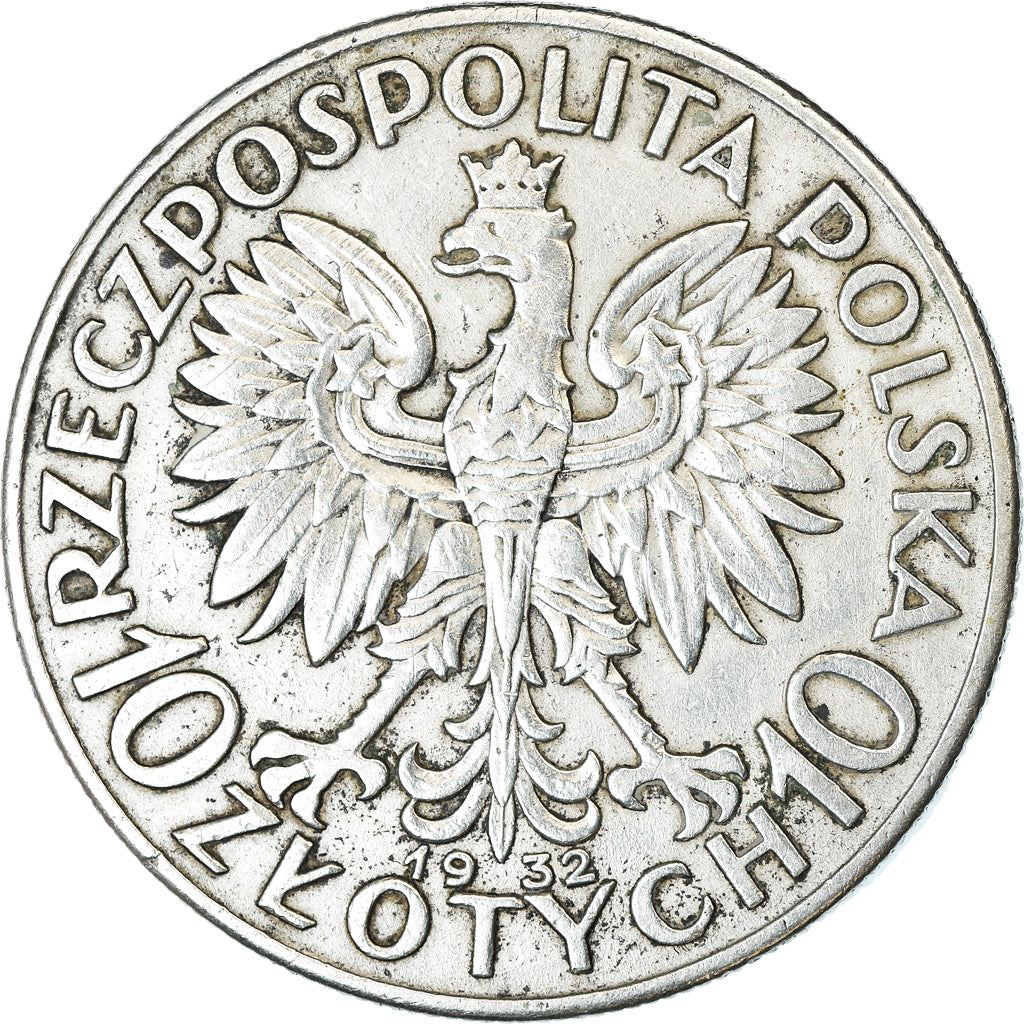 Coin, Poland, 10 Zlotych, 1932, Warsaw, EF(40-45), Silver, KM:22
