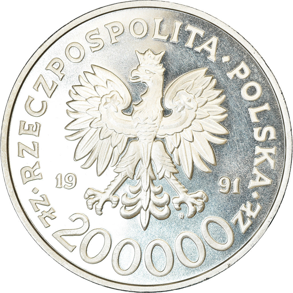 Münze, Polen, 200000 Zlotych, 1991, Warsaw, Proof, STGL, Silber, KM:218