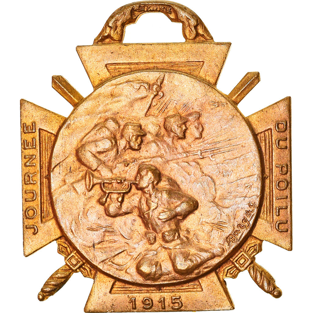 Frankrijk, Journée du poilu, WAR, Medaille, 1915, Excellent Quality, Gilt