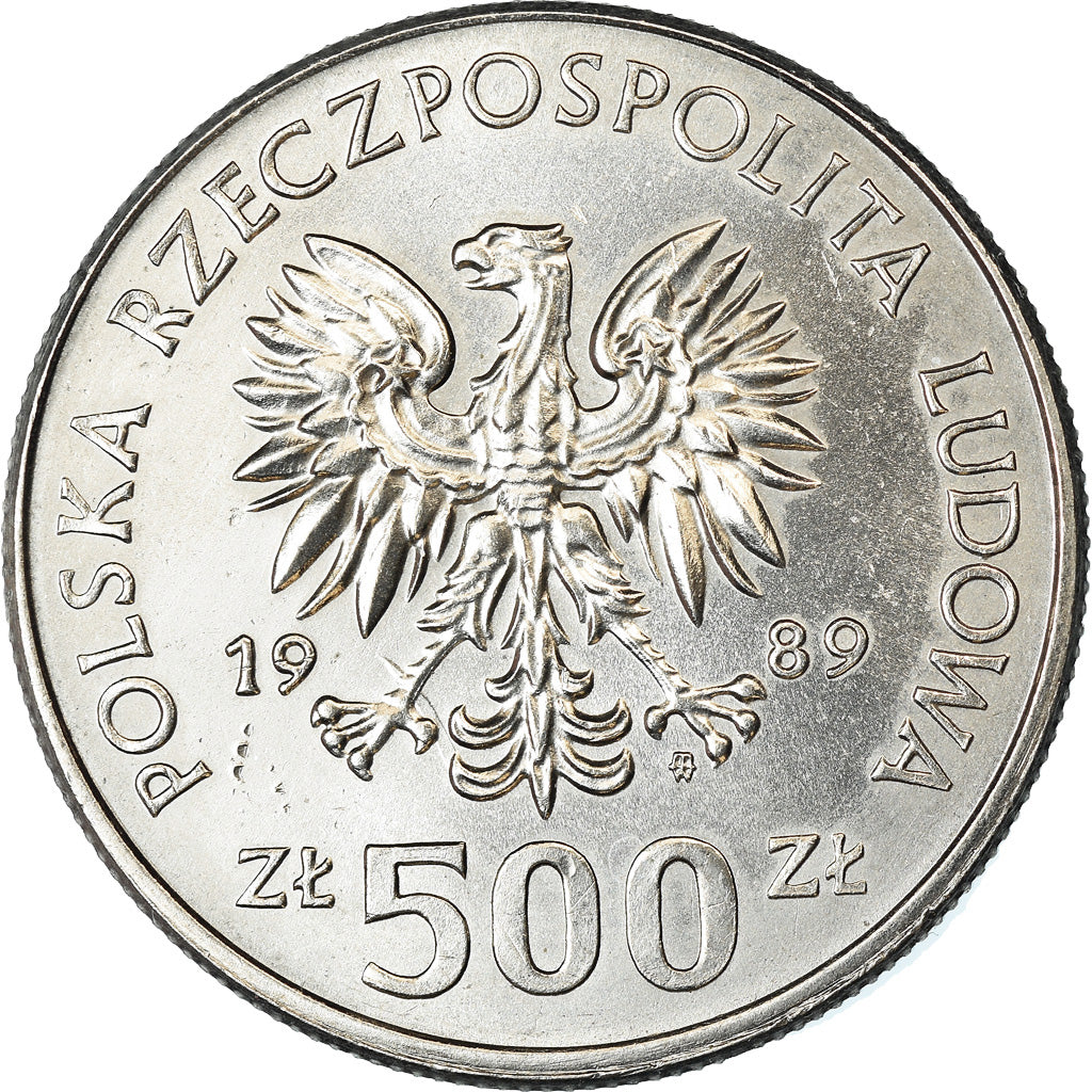 Münze, Polen, 500 Zlotych, 1989, Warsaw, VZ+, Copper-nickel, KM:194