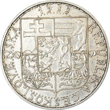 Coin, Czechoslovakia, 20 Korun, 1933, AU(50-53), Silver, KM:17