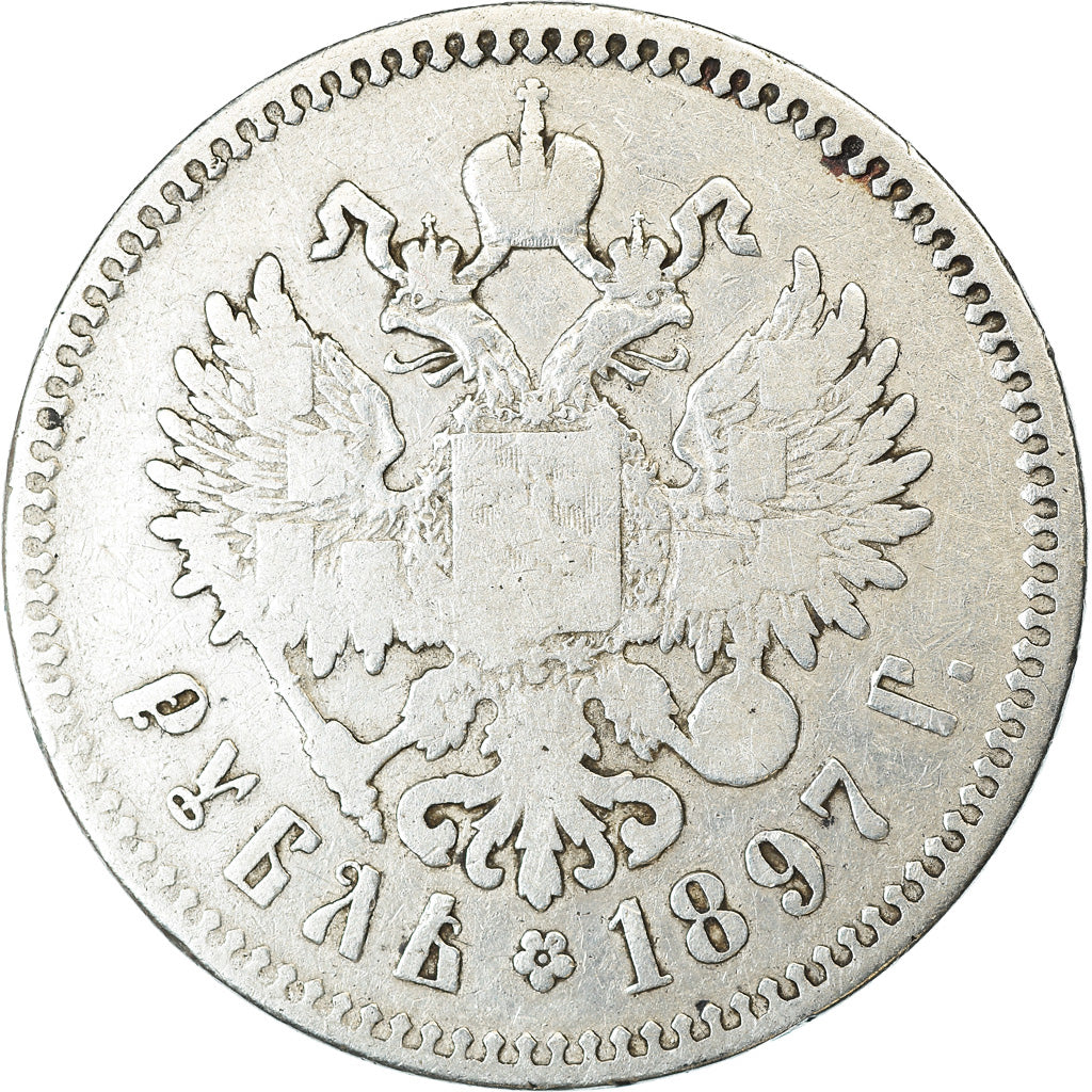 Monnaie, Russie, Nicholas II, Rouble, 1897, St. Petersburg, TB+, Argent, KM:59.3