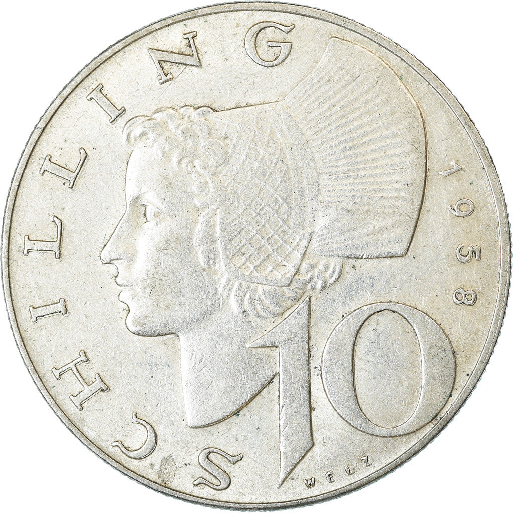 Coin, Austria, 10 Schilling, 1958, EF(40-45), Silver, KM:2882