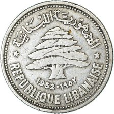 Coin, Lebanon, 50 Piastres, 1952, Utrecht, EF(40-45), Silver, KM:17