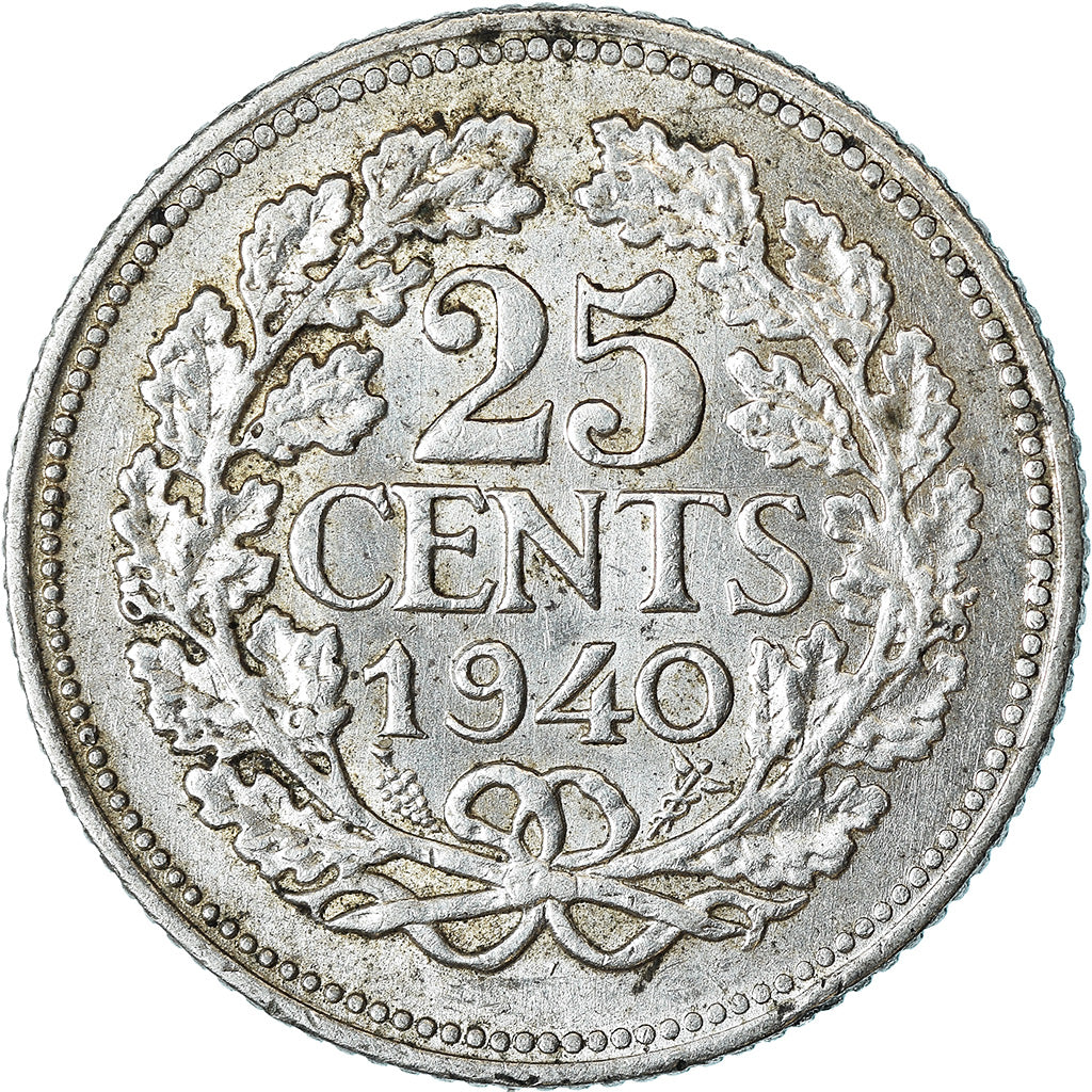 Monnaie, Pays-Bas, Wilhelmina I, 25 Cents, 1940, TTB, Argent, KM:164