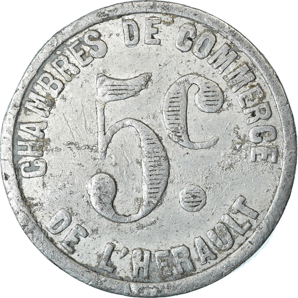 Coin, France, Chambres de Commerce de l'Hérault, 5 Centimes, 1921-1924