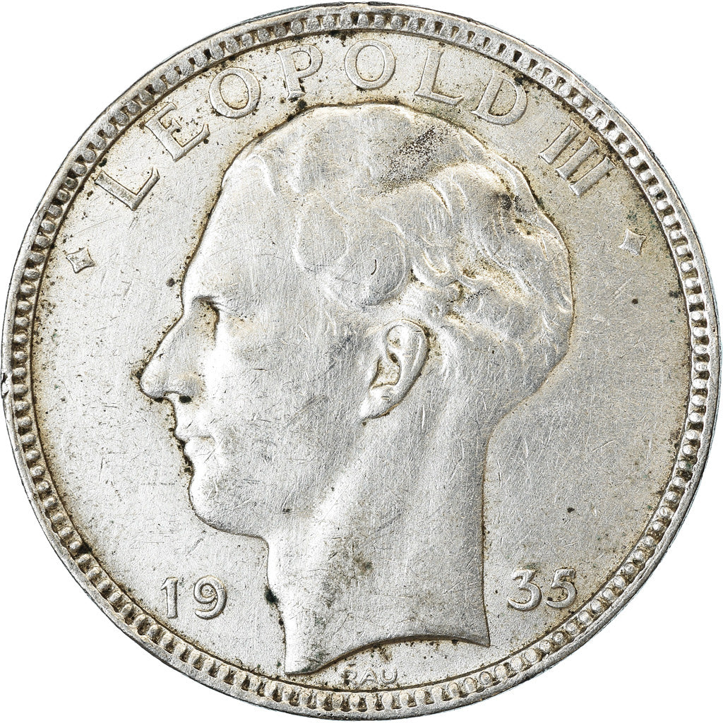 Coin, Belgium, 20 Francs, 20 Frank, 1935, EF(40-45), Silver, KM:105