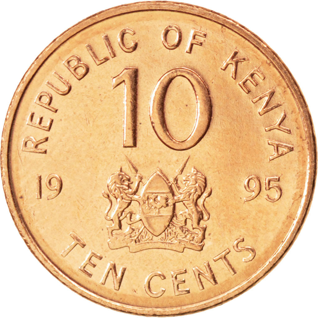 KENYA, 10 Cents, 1995, KM #31, MS(63), Brass Plated Steel, 2.19