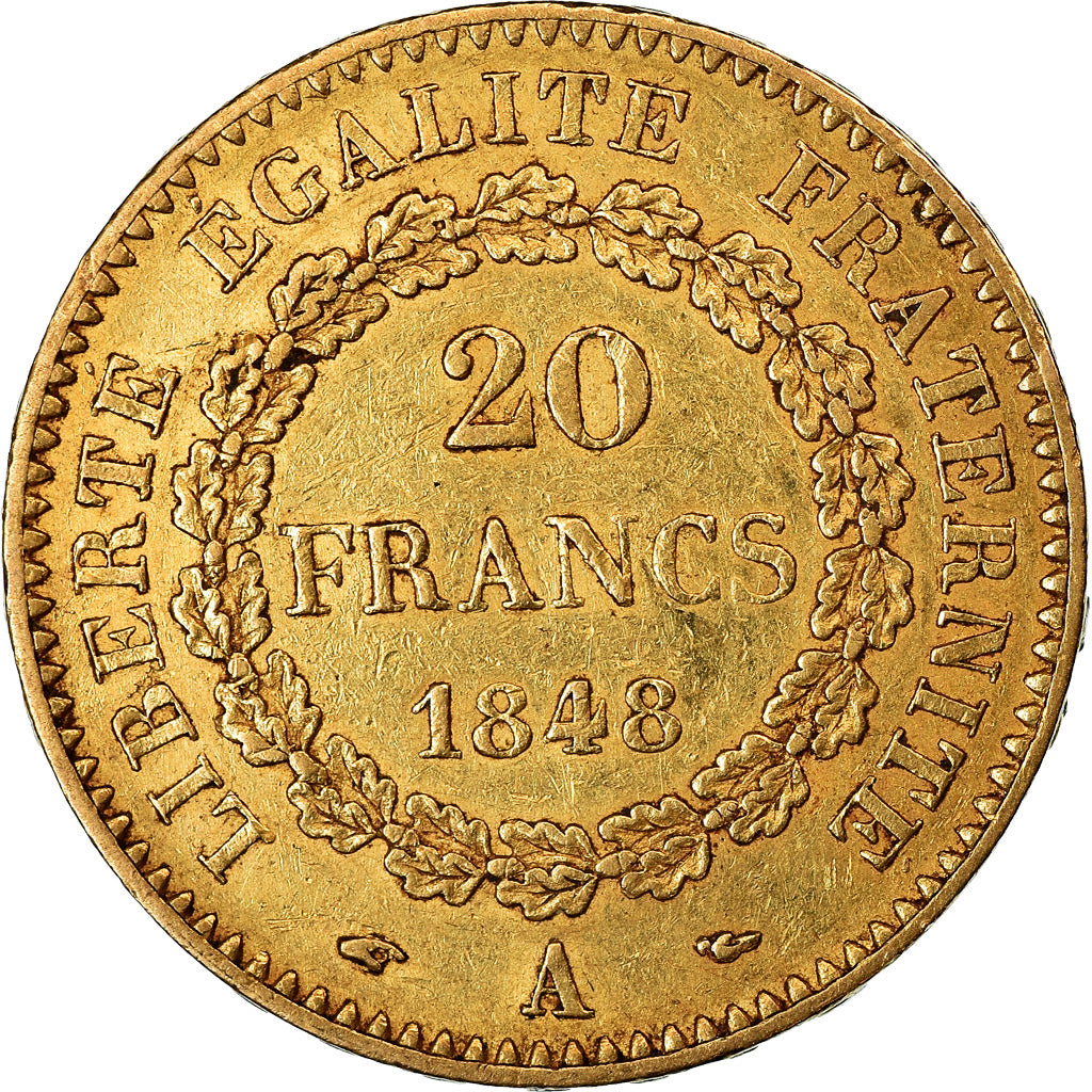 Moneta, Francja, Génie, 20 Francs, 1848, Paris, EF(40-45), Złoto, KM:757