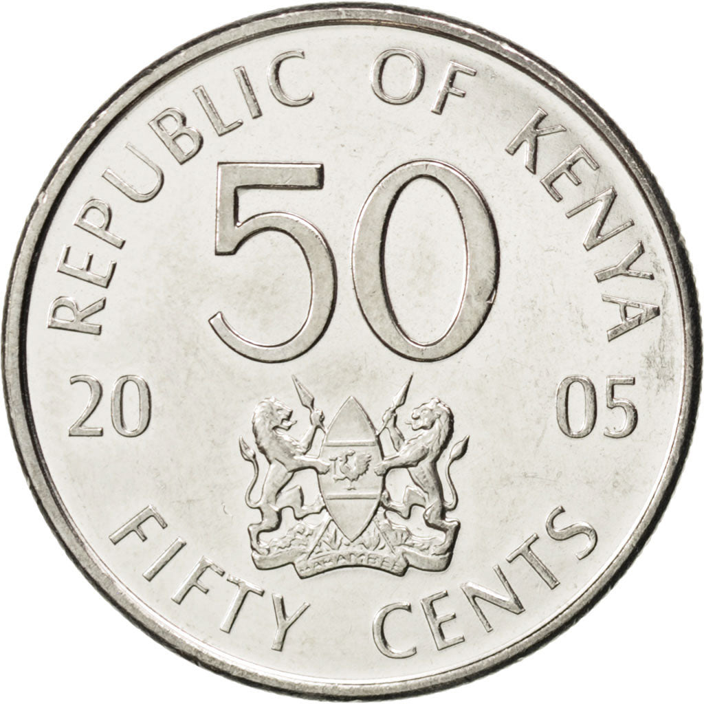 KENYA, 50 Cents, 2005, British Royal Mint, KM #41, MS(63), Nickel Plated Steel,.