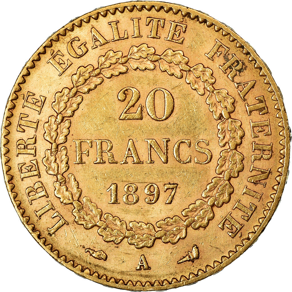 Moneta, Francia, Génie, 20 Francs, 1897, Paris, BB+, Oro, KM:825, Gadoury:1063