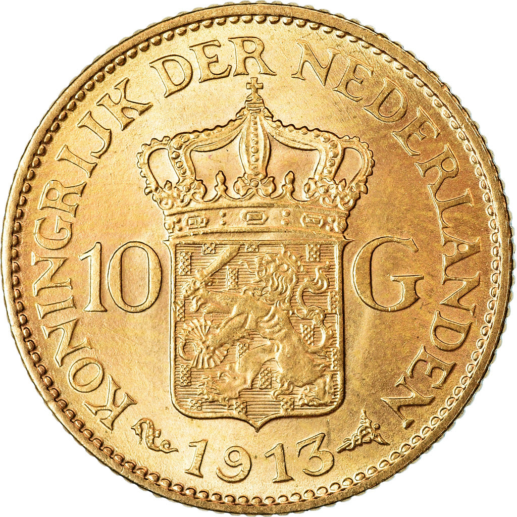 Münze, Niederlande, Wilhelmina I, 10 Gulden, 1913, VZ, Gold, KM:149