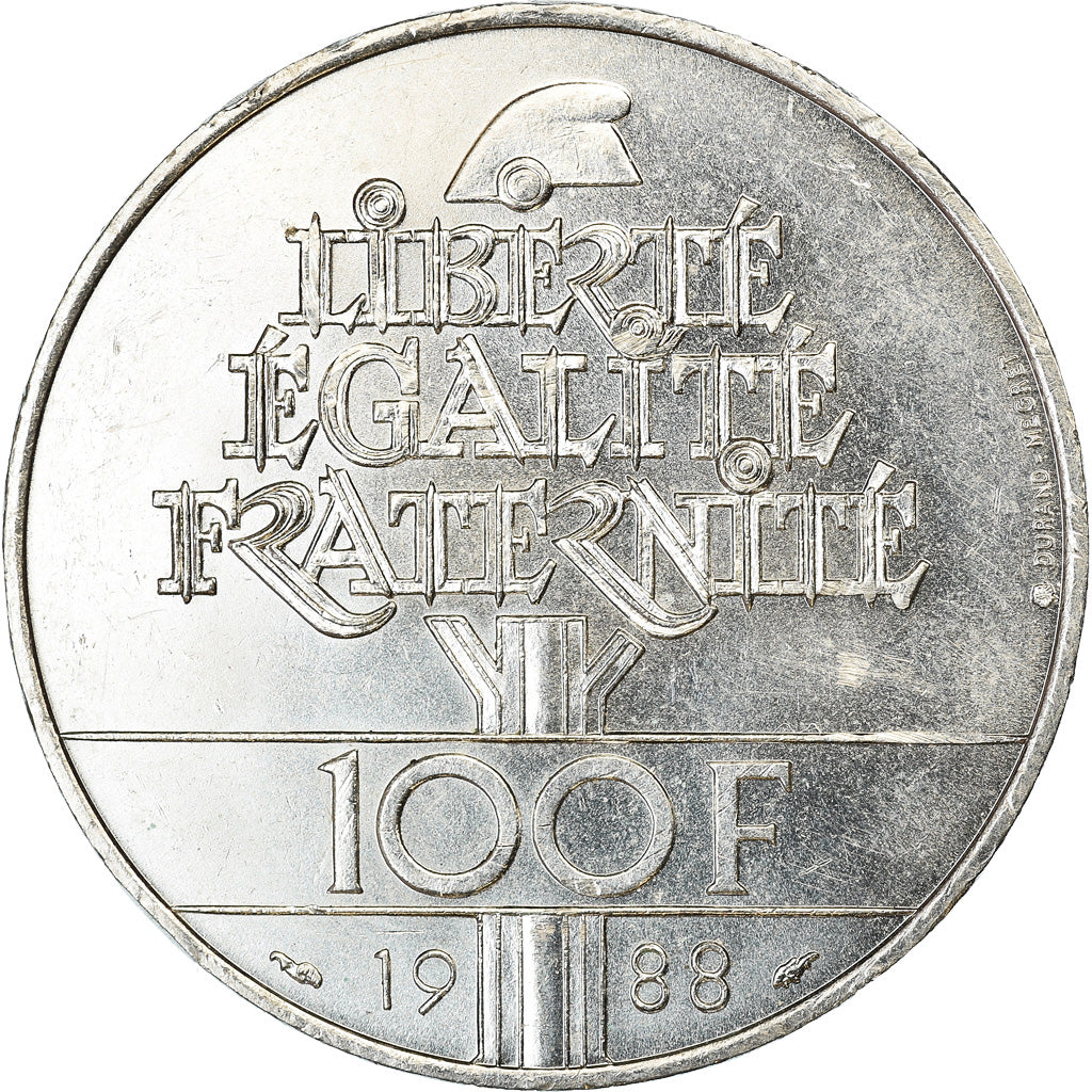 Monnaie, France, Fraternité, 100 Francs, 1988, SUP, Argent, Gadoury:903, KM:966