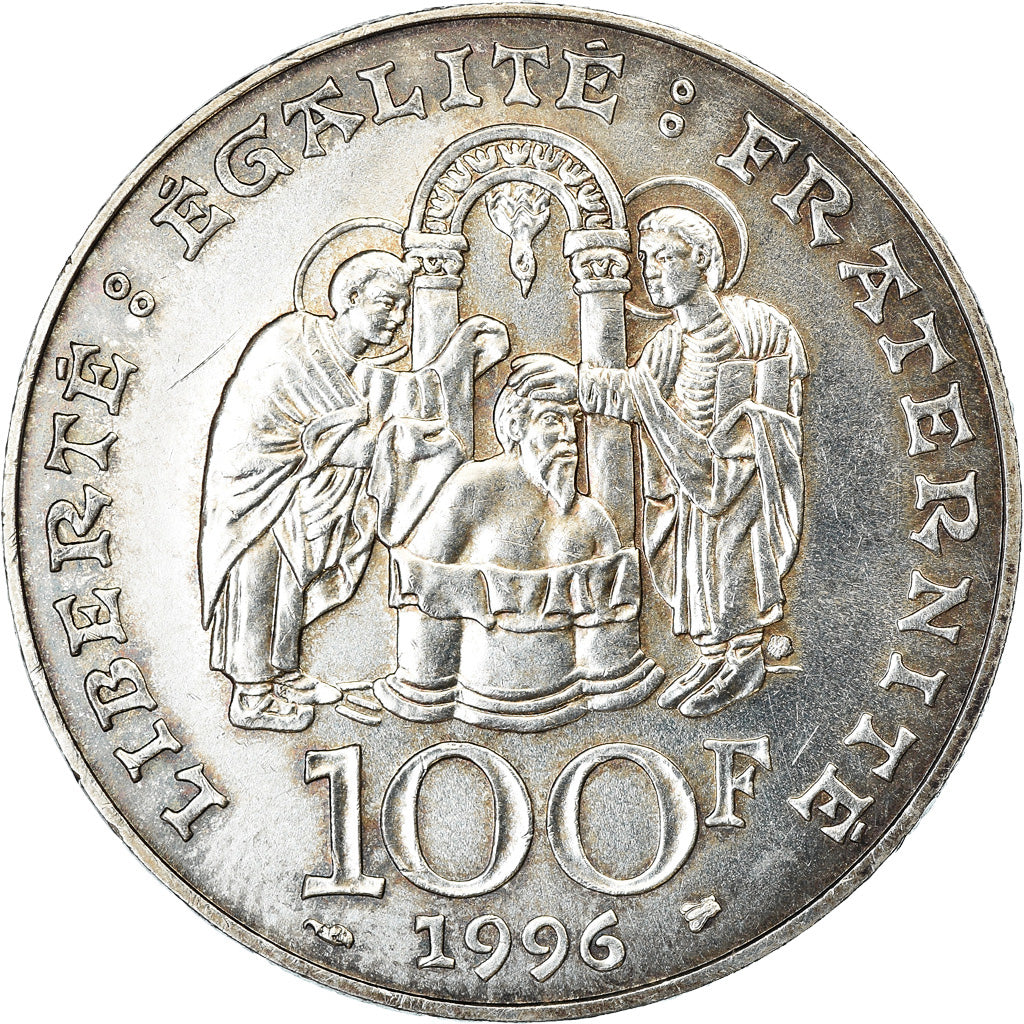 Coin, France, Clovis, 100 Francs, 1996, AU(55-58), Silver, KM:1180, Gadoury:953