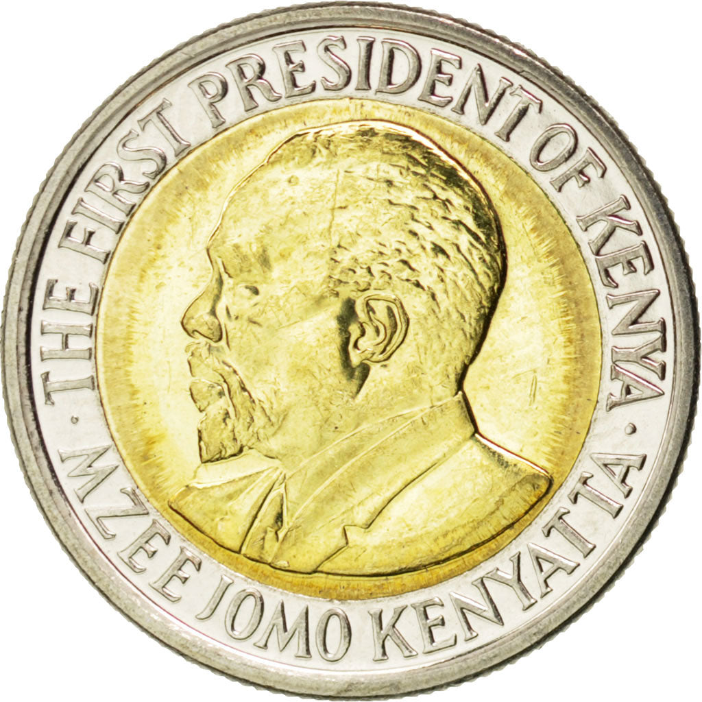KENYA, 5 Shillings, 2010, KM #37.2, MS(63), Bi-Metallic, 19.5, 3.75
