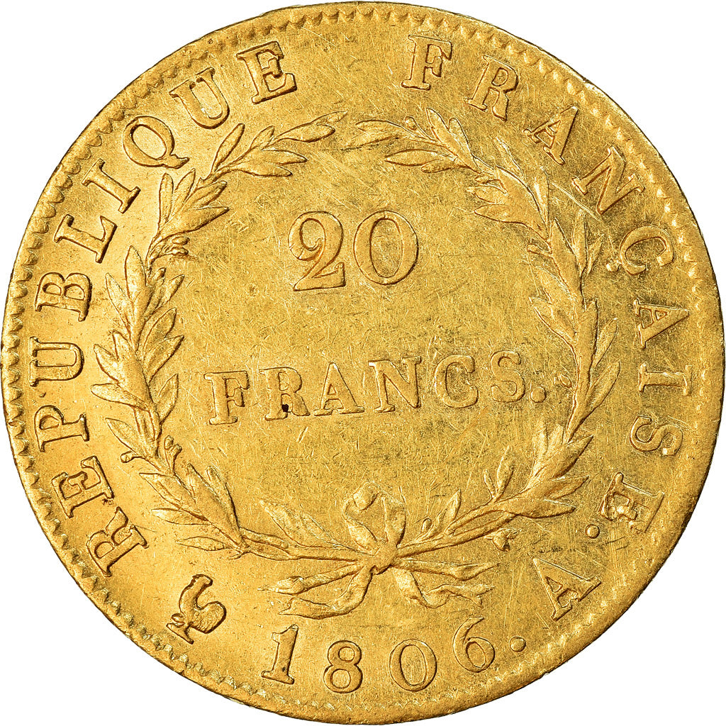 Moneta, Francja, Napoléon I, 20 Francs, 1806, Paris, AU(55-58), Złoto