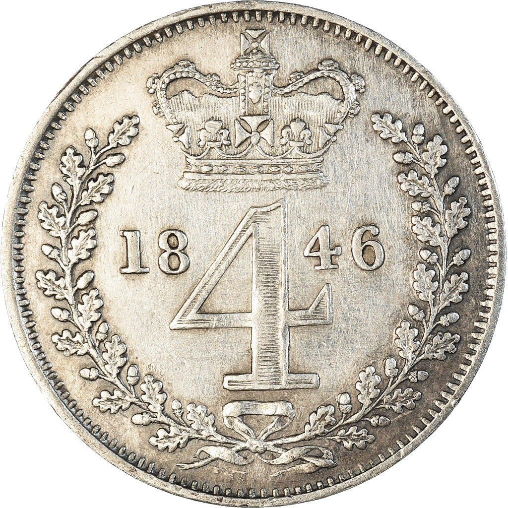 Coin, Great Britain, Victoria, 4 Pence, Groat, 1846, AU(50-53), Silver, KM:731.1