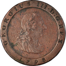 Monnaie, Île de Man, 1/2 Penny, 1798, TB+, Cuivre, KM:10
