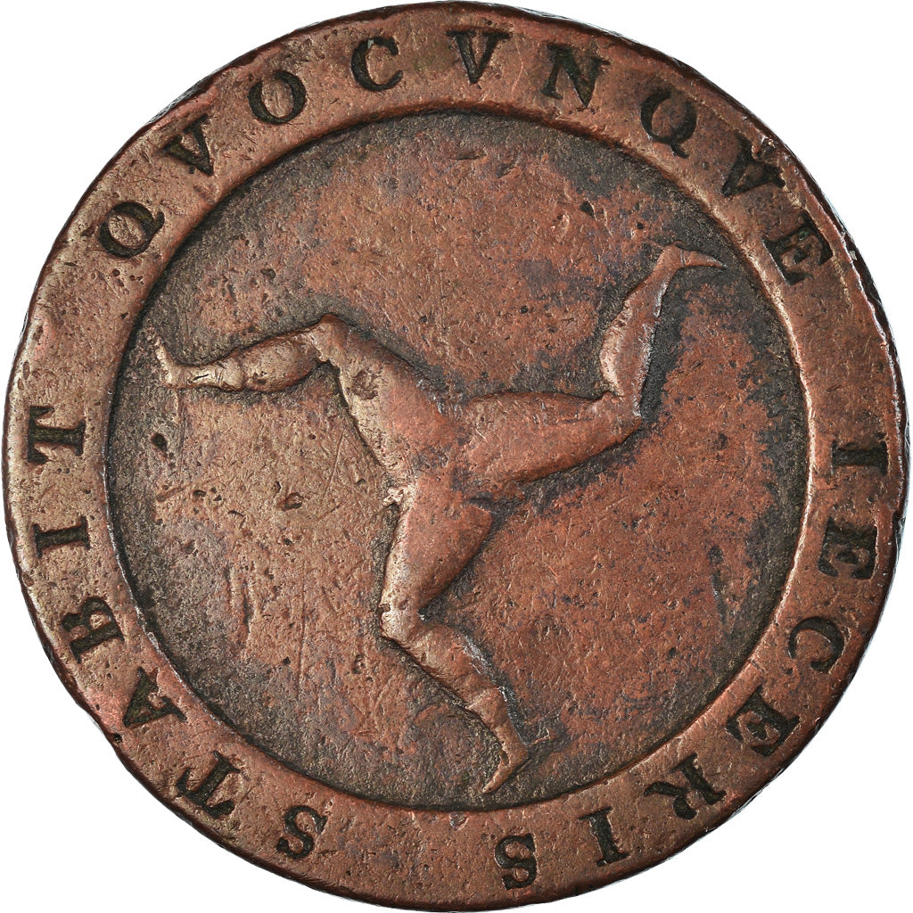 Monnaie, Île de Man, 1/2 Penny, 1798, TB+, Cuivre, KM:10