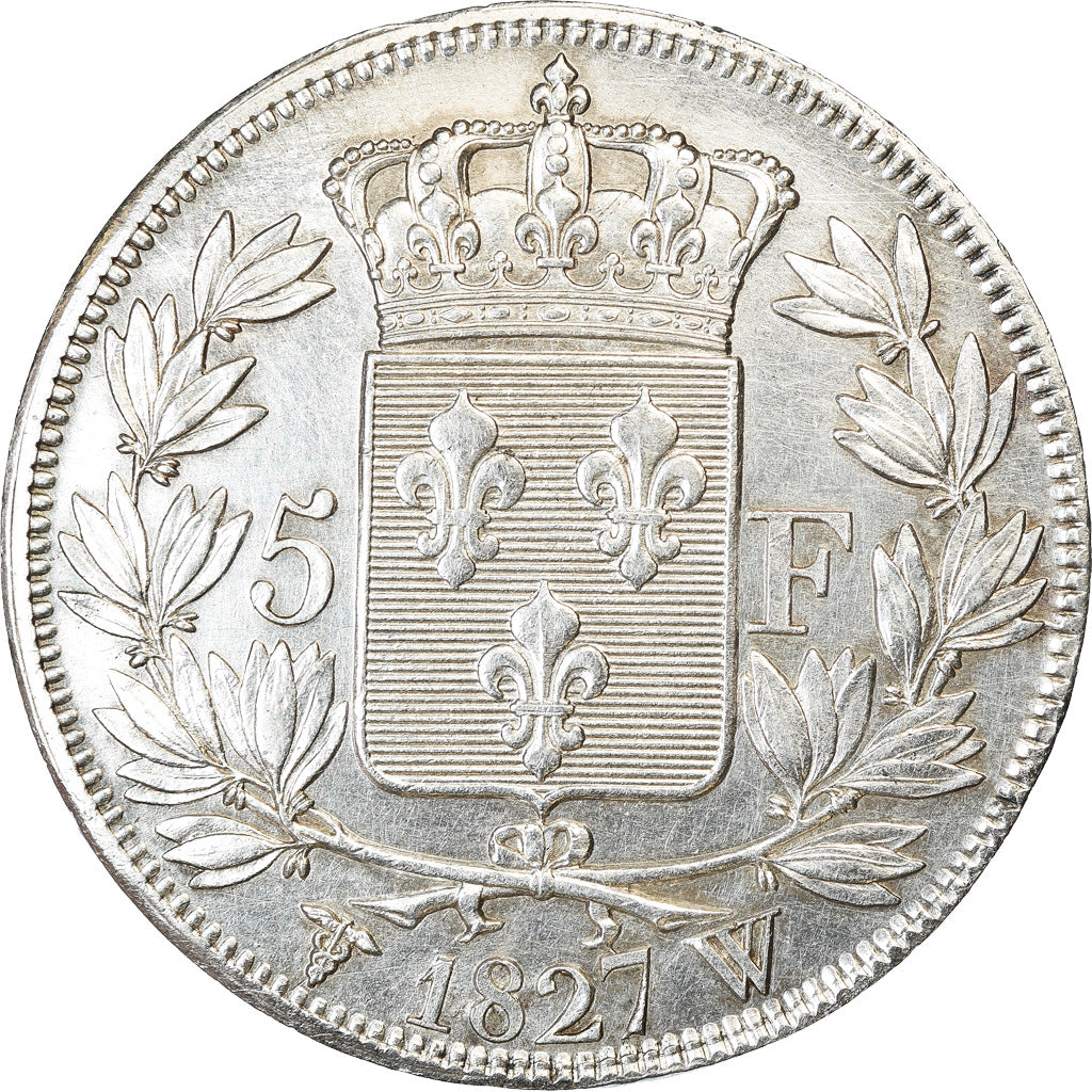 Münze, Frankreich, Charles X, 5 Francs, 1827, Lille, SS+, Silber, KM:728.13