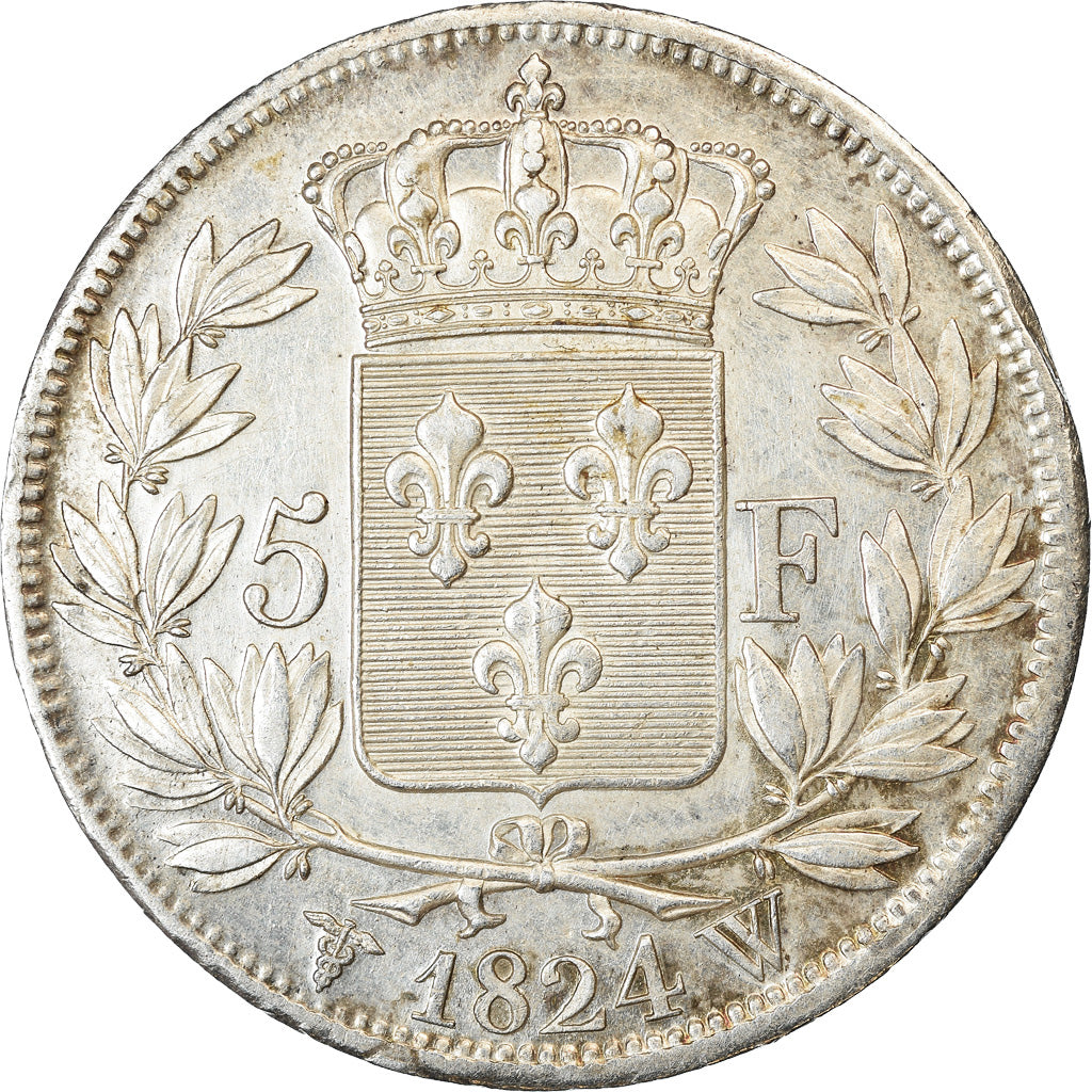 Monnaie, France, Louis XVIII, Louis XVIII, 5 Francs, 1824, Lille, TTB+, Argent