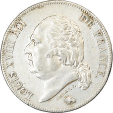 Moneta, Francia, Louis XVIII, 5 Francs, 1824, Paris, BB+, Argento