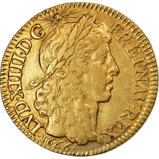 Moneda, Francia, Louis XIV, Louis d'or au buste juvénile, 1666, Paris, MBC