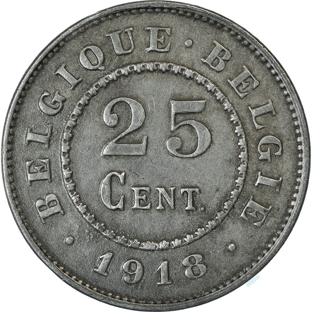 Coin, Belgium, 25 Centimes, 1918, EF(40-45), Zinc, KM:82