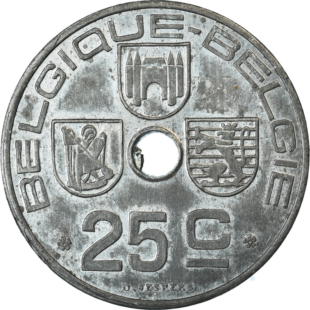 Coin, Belgium, 25 Centimes, 1946, AU(55-58), Zinc, KM:131