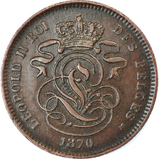 Moeda, Bélgica, Leopold II, 2 Centimes, 1870, AU(50-53), Cobre, KM:35.1