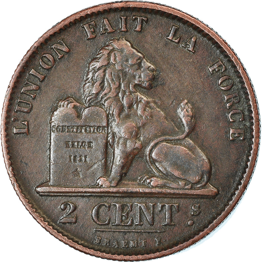 Coin, Belgium, Leopold II, 2 Centimes, 1870, AU(50-53), Copper, KM:35.1