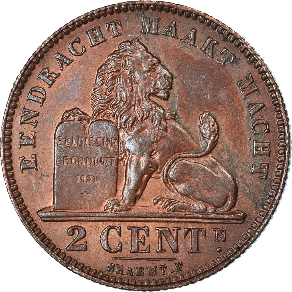 Münze, Belgien, Albert I, 2 Centimes, 1911, SS+, Kupfer, KM:65