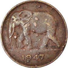 Moeda, Congo Belga, 5 Francs, 1947, VF(20-25), Latão, KM:29