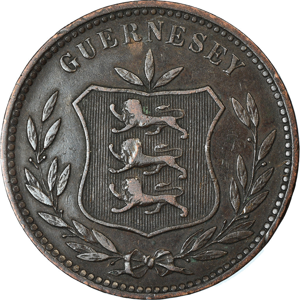 Coin, Guernsey, 8 Doubles, 1903, Heaton, Birmingham, EF(40-45), Bronze, KM:7