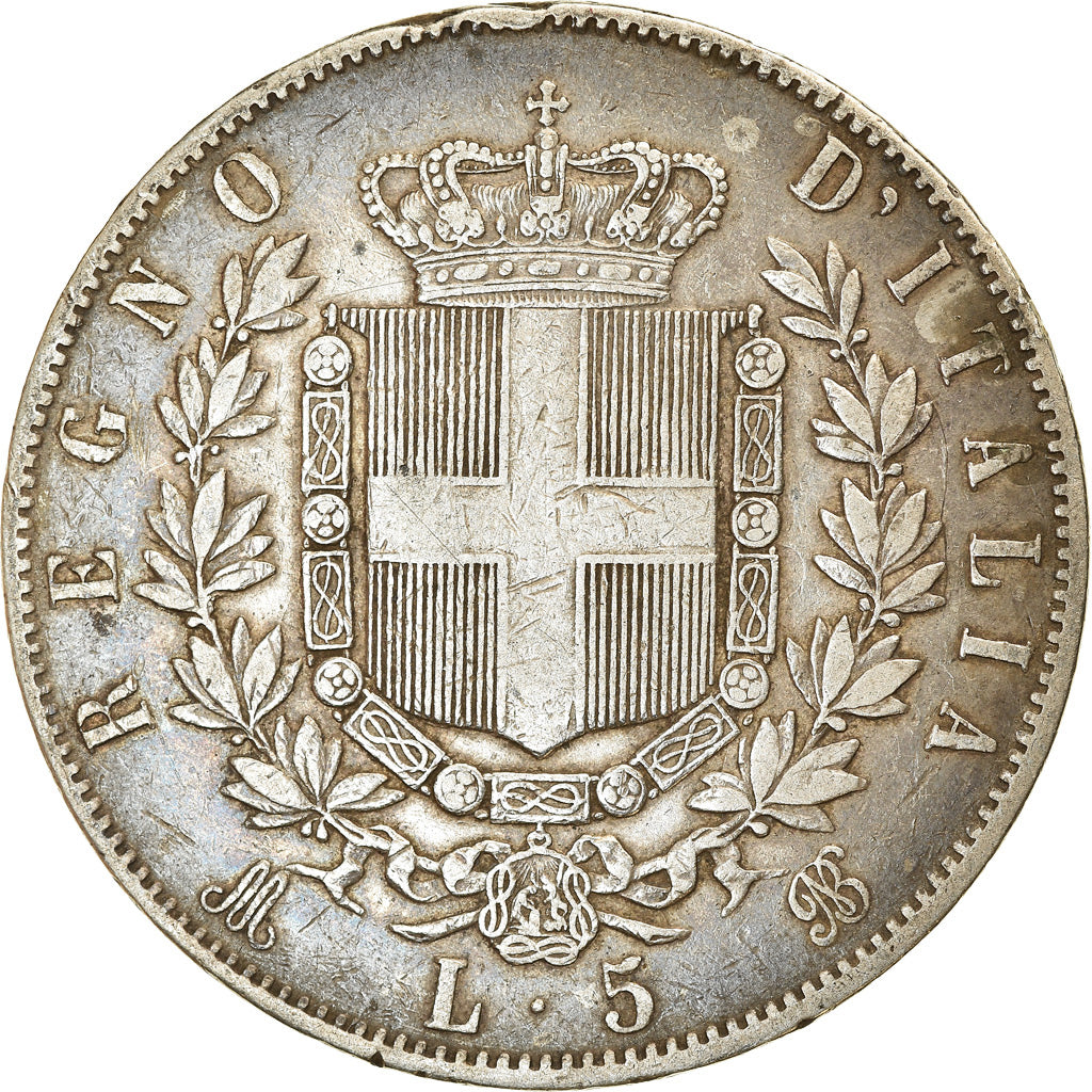 Coin, Italy, Vittorio Emanuele II, 5 Lire, 1874, Milan, EF(40-45), Silver