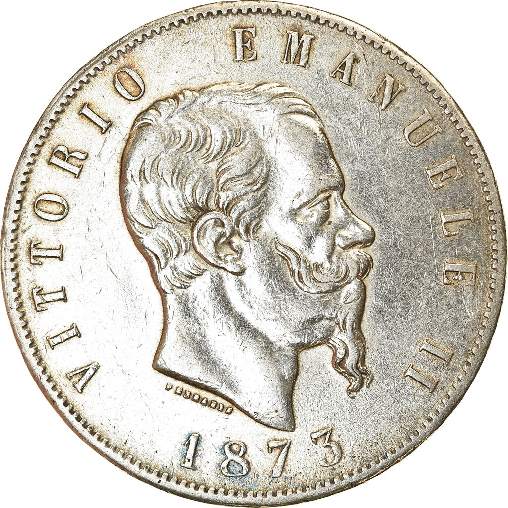 Coin, Italy, Vittorio Emanuele II, 5 Lire, 1873, Milan, AU(50-53), Silver