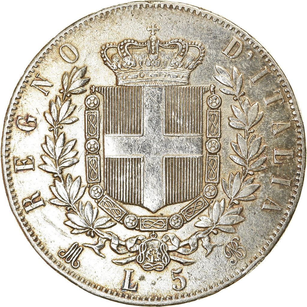 Coin, Italy, Vittorio Emanuele II, 5 Lire, 1873, Milan, AU(50-53), Silver