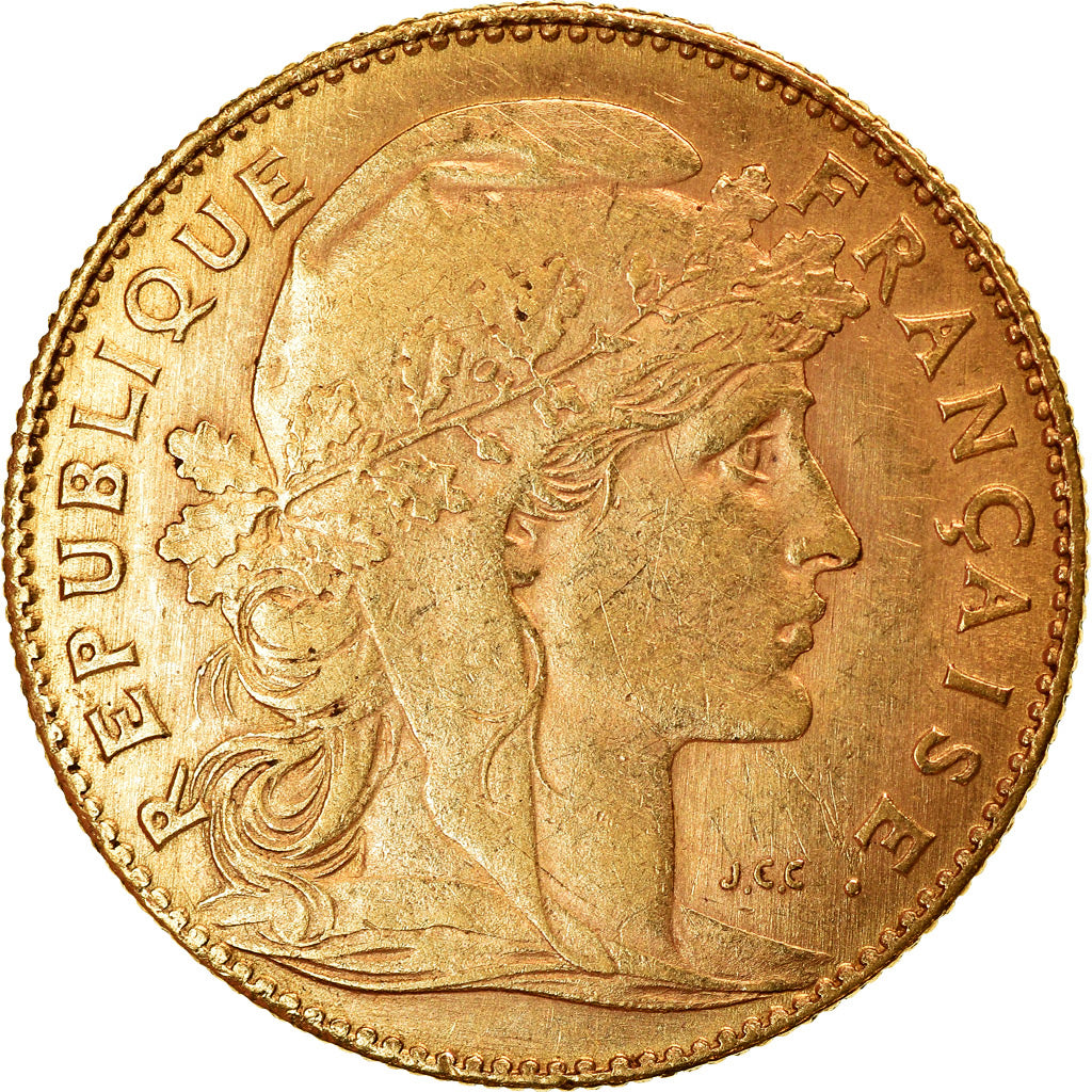 Moneta, Francja, Marianne, 10 Francs, 1912, Paris, AU(50-53), Złoto, KM:846