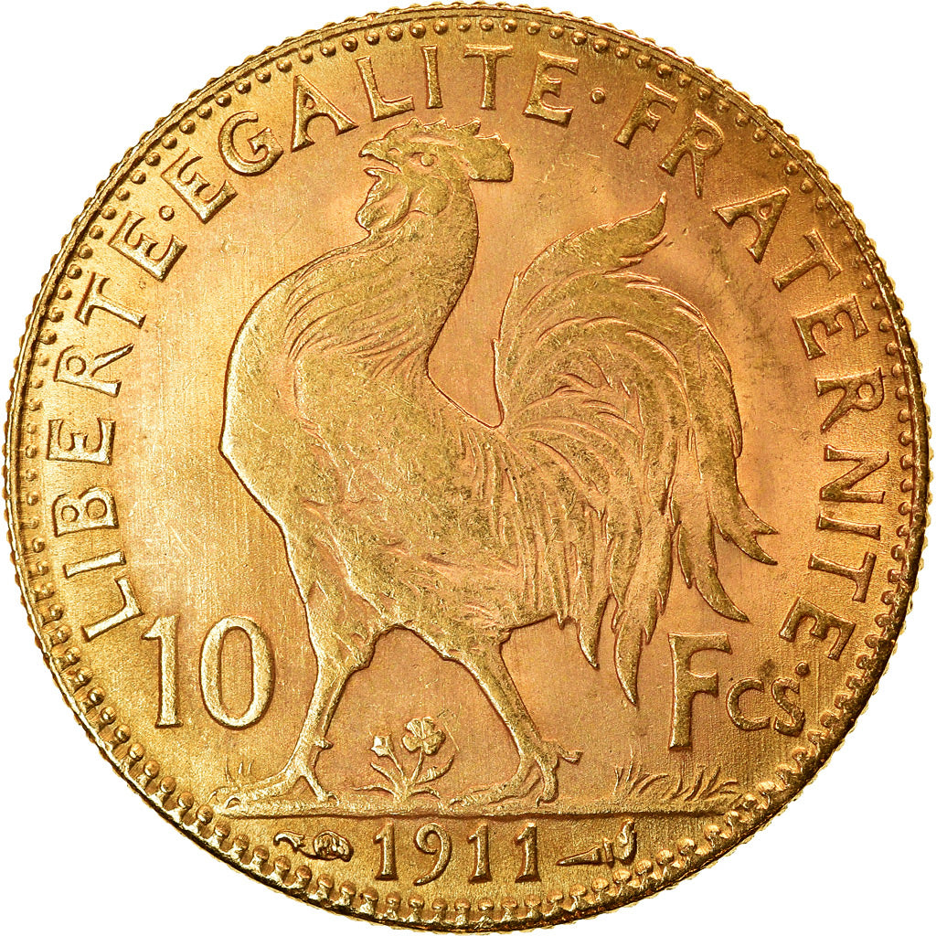 Moeda, França, Marianne, 10 Francs, 1911, Paris, AU(50-53), Dourado, KM:846