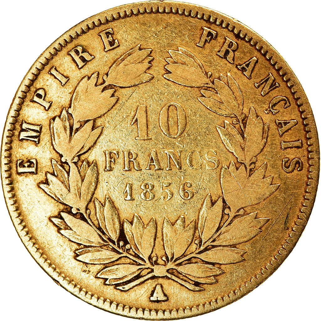 Coin, France, Napoleon III, 10 Francs, 1856, Paris, VF(30-35), Gold, KM 784.3