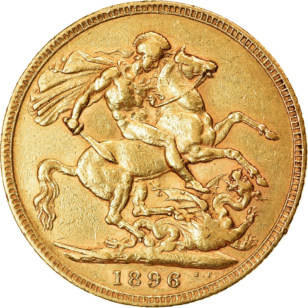 Coin, Great Britain, Victoria, Sovereign, 1896, AU(55-58), Gold, KM:785