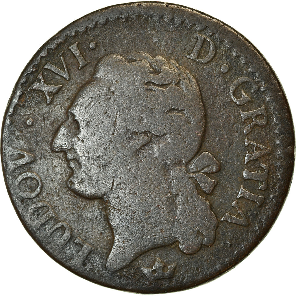 Monnaie, France, Louis XVI, 1/2 Sol ou 1/2 sou, 1789, Toulouse, TB, Gad 349