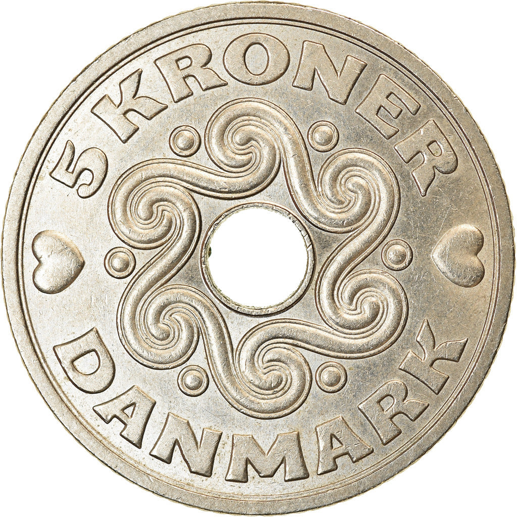Münze, Dänemark, Margrethe II, 5 Kroner, 1992, Copenhagen, VZ, Copper-nickel